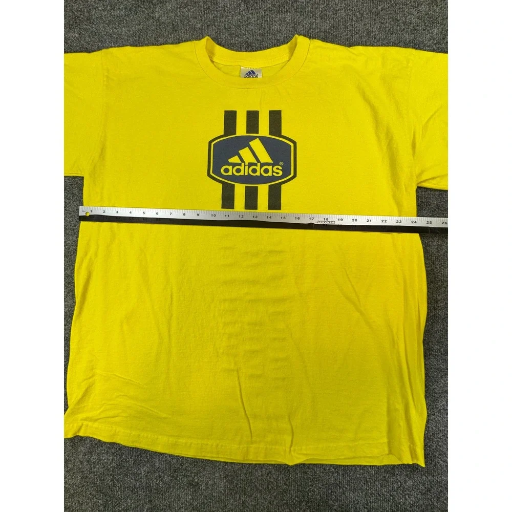 Vintage Adidas T-Shirt Mens XL Yellow Graphic 3 Stripe Made in USA Cotton Tee - Picture 4 of 4